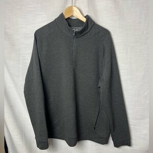 FLX Men's Charcoal Quarter-Zip Sweater Athletic Athleisure Comfort Size XL